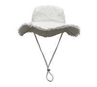 COSSIKA Chapeau de pêcheur à Bords effilochés avec Corde de Menton réglable, Chapeau de pêcheur Anti-UV pour Adultes et Adolescents, Chapeau Seau à Large Bord