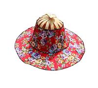 COSSIKA Chapeau d'éventail Pliable en Bambou, Chapeau de Soleil pour Femmes, Chapeau de Soleil avec Cadre en Bambou Pliable 2 en 1 de Style Chinois, imprimé Floral