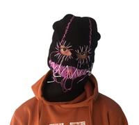 COSSIKA Chapeau tricoté Halloween Cagoule Tricot Chapeau Effrayant Dents Voleur tête Couvrant fête Vacances Hiver Chaud Chapeau Pleine tête Grimace