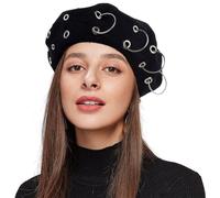 COSSIKA Chapeau tricoté pour Filles, béret Mignon avec œillet, Chapeau de Peintre Punk, Cadeau pour Halloween, Coupe-Vent pour Promenade dans la Rue