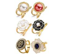 COSSIKA Lot de 6 Pinces à Foulard Vintage pour vêtements, Attaches pour Foulards, Anneaux élégants, Boucle et Accessoires Polyvalents pour châles