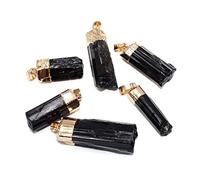 COSSIKA Pendentif en Pierre Tourmaline Noire Naturelle, Pendentif d'énergie cylindrique Brut pour Femme et Homme, Cadeau, Bijoux à la Mode