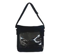 COSSIKA Sac à bandoulière pour Fille et Femmes, Sac d'école en Toile Blanc/Noir, Taille : Environ 22x7x17cm