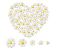 Cosswe Lot de 100 mini fleurs décoratives en résine pour marguerites - 10/13/16/22/26 mm - Mini fleurs en résine - Pour bricolage, artisanat, fête, décoration de gâteau