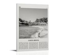 Costa Brava Poster noir et blanc Peinture décorative sur toile pour salon, chambre à coucher, art mural, impression d'image moderne, décoration de salle familiale, 20 x 30 cm