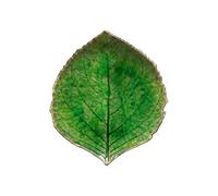 Costa Nova assiette Riviera: Assiette en grès fin en forme de feuille d’hortensia verte, glaçure craquelée, empilable, finition artisanale, compatible lave-vaisselle et micro-ondes, 17,2 x 15 cm