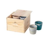 Costa Nova coffret cadeau Grespresso: 8 tasses à expresso en grès fin avec glaçure réactive, empilables, multicolores, présentées dans une boîte en bois, compatibles lave-vaisselle, Ø 6,5 cm