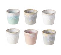 Costa Nova Set de 6 tasses à café Lungo en couleur Soft Touch Rose Gris Blanc Aqua, set de 6 fait main