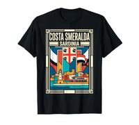 Costa Smeralda Drapeau de la Sardaigne Phare côtier Voyage Art T-Shirt