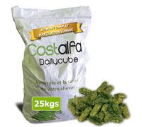 Costalfa Dailycube 25kg, Aliment Complet pour Chevaux, Fort en Fibres et céréales. Sa Forme Augmente la durée du Repas et Une Mastication Plus Longue et Meilleure Digestion de la Ration Quotidienne.