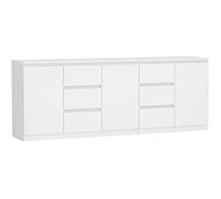 COSTI - Buffet long 3 portes + 6 tiroirs - 200x40x75 cm - Meuble de rangemnt salon salle à manger