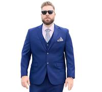 Costume 2 Pièces Pour Homme, Costumes Homme De Grande Taille, Ensemble Veste Et Pantalon De Mariage Classique À 2 Boutons De Couleur Unie(Royal Blue,5XL)
