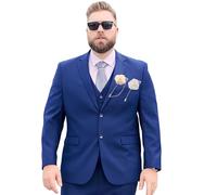 Costume 2 Pièces Pour Homme, Ensemble Veste Et Pantalon De Mariage, Costumes Grande Taille Pour Hommes, Avec 2 Broches À Revers Et Fleur De Rose(Royal Blue A1,10XL)