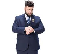 Costume 2 Pièces Pour Homme Grande Taille, Ensemble Veste Et Pantalon De Costumes De Mariage Formel Léger D'été, Avec Broche Flocon De Neige Rotative(Navy A1,9XL)