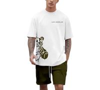 Costume 2026 pour homme avec imprimé ours pour les loisirs en plein air. Combinaison short à manches courtes pour l'été, idéal pour se détendre pendant les activités physiques, Vert armée., M