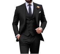 Costume 3 pièces à Double Boutonnage pour Homme Coupe ajustée Ensemble de Smoking Formel décontracté pour Mariage, Bal de Fin d'année, marié, 3 pièces - Noir, Taille S