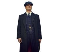 Costume 3 pièces à fines rayures pour hommes de Thomas Shelby de la série Peaky Blinders, parfait pour un dîner, une fête, un mariage, un bal, bleu marine, S