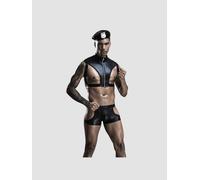 Costume 3 Pièces Policier Sexy Wetlook Noir
