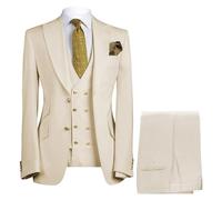 Costume 3 pièces pour Homme, Coupe Slim, Beige, Taille L, idéal pour Mariage, Bal de Promo ou Affaires.