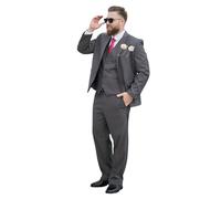 Costume 3 Pièces Pour Homme, Ensemble Veste Gilet Pantalon Mariage, Costumes Grande Taille Pour Hommes, Avec 2 Broches À Revers En Forme De Rose(Gray A3,9XL)
