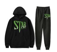 Costume à capuche inspiré du STAB - Ensemble assorti du film d'horreur Scream Ghostface Graphic Pullover à capuche et pantalon de survêtement, Noir , XL