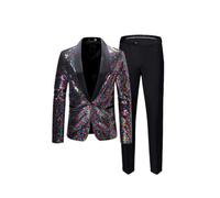 Costume à paillettes pour homme 2 pièces confortable et respirant pour affaires, danse sociale, fête, blazer, C, M