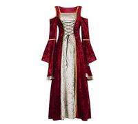 Costume Adulte Halloween Adultes Sorcier Cape Moyen Age Couple Déguisement Femme Sorcière Sorcière Soiree Robe Velours Malefique Hallowen Renaissance Robe Halloween Femme M