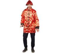 Costume adulte homme en chinois L-XL rouge et doré or (x1) REF/44434- Ptit clown rouge et doré or G