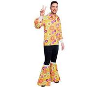 Costume adultes 60s chemise Flower Power taille Standard Jaune G