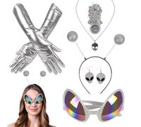 Costume Alien Halloween 6 Pièces Costume Halloween avec Serre-tête et