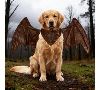 Costume amusant d'aile de dragon chauve-souris pour chien, vêtements mignons en fourrure pour Halloween (aile café, taille L)