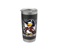 Costume amusant de canard pirate Yes I Am Hat Épée Crossbones Gobelet isotherme en acier inoxydable double paroi