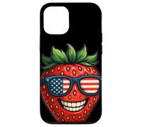 Costume Amusant de Fraise avec Lunettes de Soleil américaines du 4 Juillet Coque pour iPhone 12/12 Pro