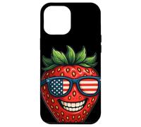 Costume Amusant de Fraise avec Lunettes de Soleil américaines du 4 Juillet Coque pour iPhone 12 Pro Max