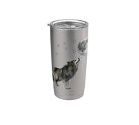 Costume amusant de loup et lune morte avec citation de loup Gobelet isotherme en acier inoxydable double paroi