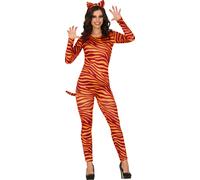 Costume animal Carnaval Tigre Oreilles de chat Combinaison Adaptation au corps Élégant Aventure Fête de carnaval Spectaculaire Expérience animale Design invitant, Taille : 38 - 40 (M) Couleur : Orange