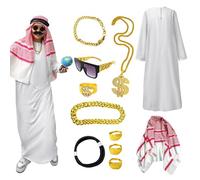 Costume arabe pour homme - Robe de cheik arabe avec foulard - Version ample Accessoires de déguisement pour carnaval, fêtes à thème et fêtes d'Halloween