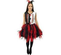 Costume arlequin avec froufrou - noir, rouge - adulte - S/M - S/M PTIT CLOWN