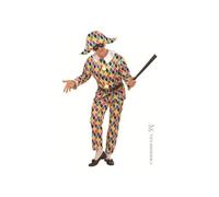 Costume Arlequin Satin Adulte - Multicolores - M