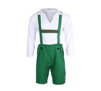 Costume bavarois pour homme - Pantalon vert en lederhosen et chemise blanche de style traditionnel - Parfait pour une soirée d'enterrement de vie de garçon ou toute fête costumée (XXXL)