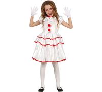 costume blanc de clown pour enfants pour Halloween, taille : 7 - 9 ans Couleur : Blanc