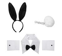 costume bunny girl 4 pièces, accessoires sexy bunny girl pour femmes, accessoires d'accessoires de jeu de rôle, bandeau oreilles de lapin bunny girl ensemble de protège-poignets noeud papillon