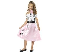 Costume Caniche Fille - Rose - Robe, Cravate et Ceinture - 50 ans - 24668M