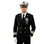 Costume Capitaine Uniforme De Cosplay Adulte Avec Chemise Bleu e À Nouer