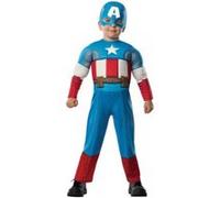 Rubies Costume Captain America Deluxe Preschool pour garçons et filles, combinaison rembourrée avec masque, taille 1-2 ans, unisexe, licence officielle Marvel pour anniversaire, cosplay, fêtes et