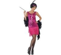 Costume Charleston Paillettes Fuschia - Fuchsia - M Rose