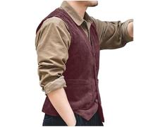 Costume chat pour homme - Gilet en velours côtelé de style rétro britannique - Vêtement d'extérieur décontracté pour le quotidien et les occasions professionnelles - Bleu - Avec gilet, rouge, XL