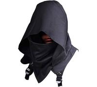 Costume chaud à col d'hiver, chapeau unisexe pour Halloween, cosplay et tenue quotidienne, écharpe à capuche, costume médiéval, Noir , L
