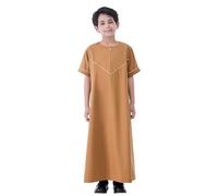 Costume Cheikh Arabe Enfant - Hauts pour Garçons, Tunique Longue pour Un Usage Quotidien, Parfait pour Le Printemps Et L'Été, Idéal pour De 4 À 14 Ans, Facile À Associer avec des (Brown, 9-10 Years)
