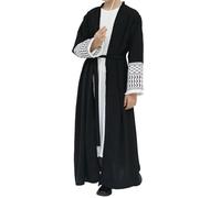 Costume Cheikh Arabe Enfant - Robe Longue Brodée À Franges Musulmans, Style Abaya De Dubaï, Style Turc Moyen, pour Garçons Et Filles, Tenue Traditionnelle (Black, 7-8 Years)